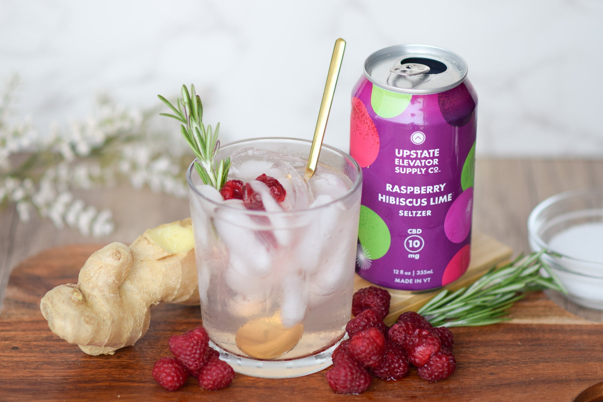 Rosemary Ginger Hibiscus CBD Mocktail