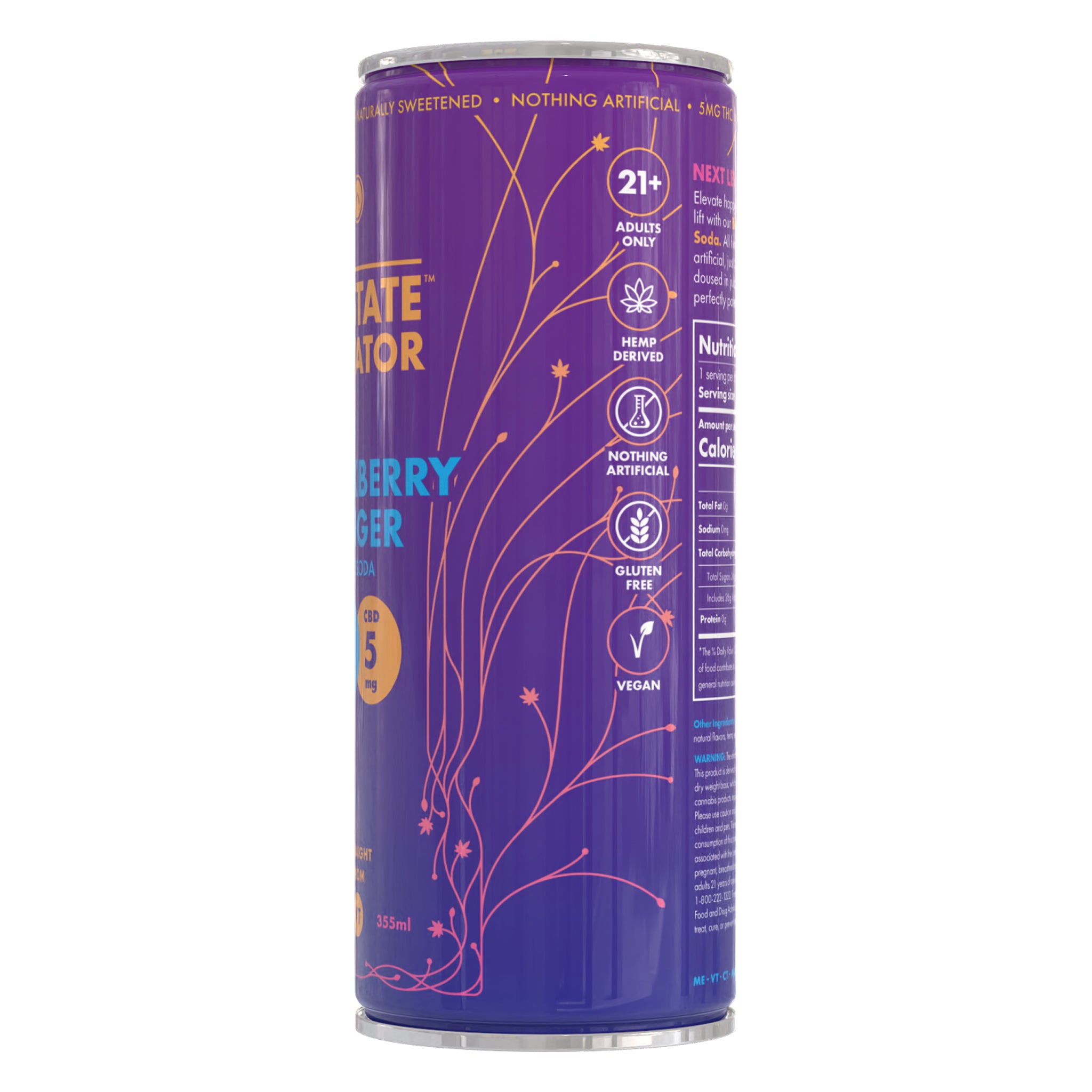 5mg THC + 5mg CBD Blackberry Zinger Soda