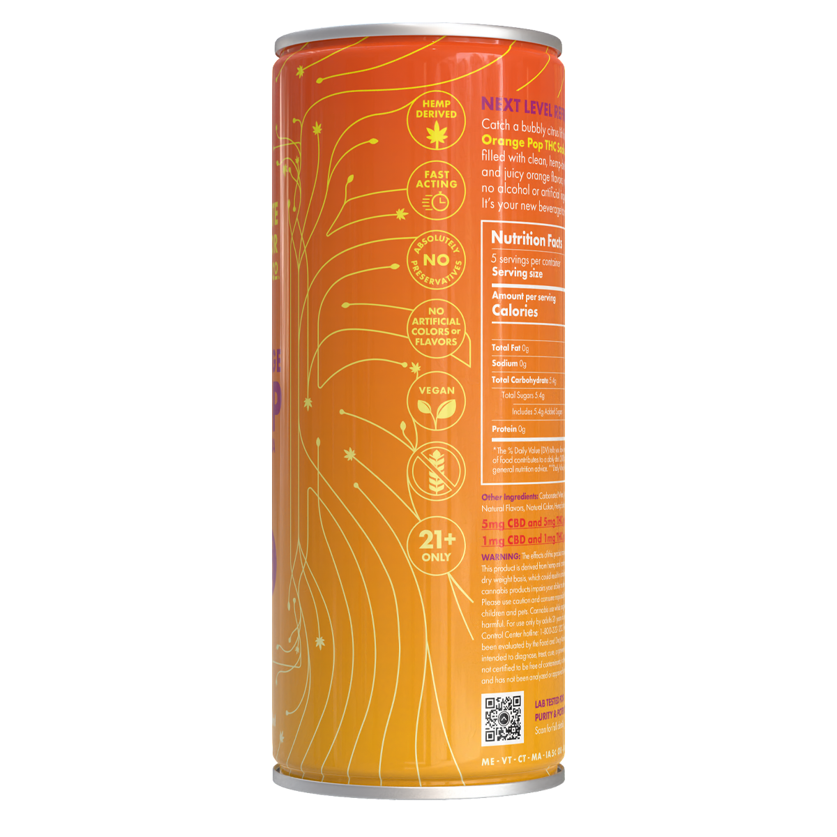 5mg THC Orange Pop Soda