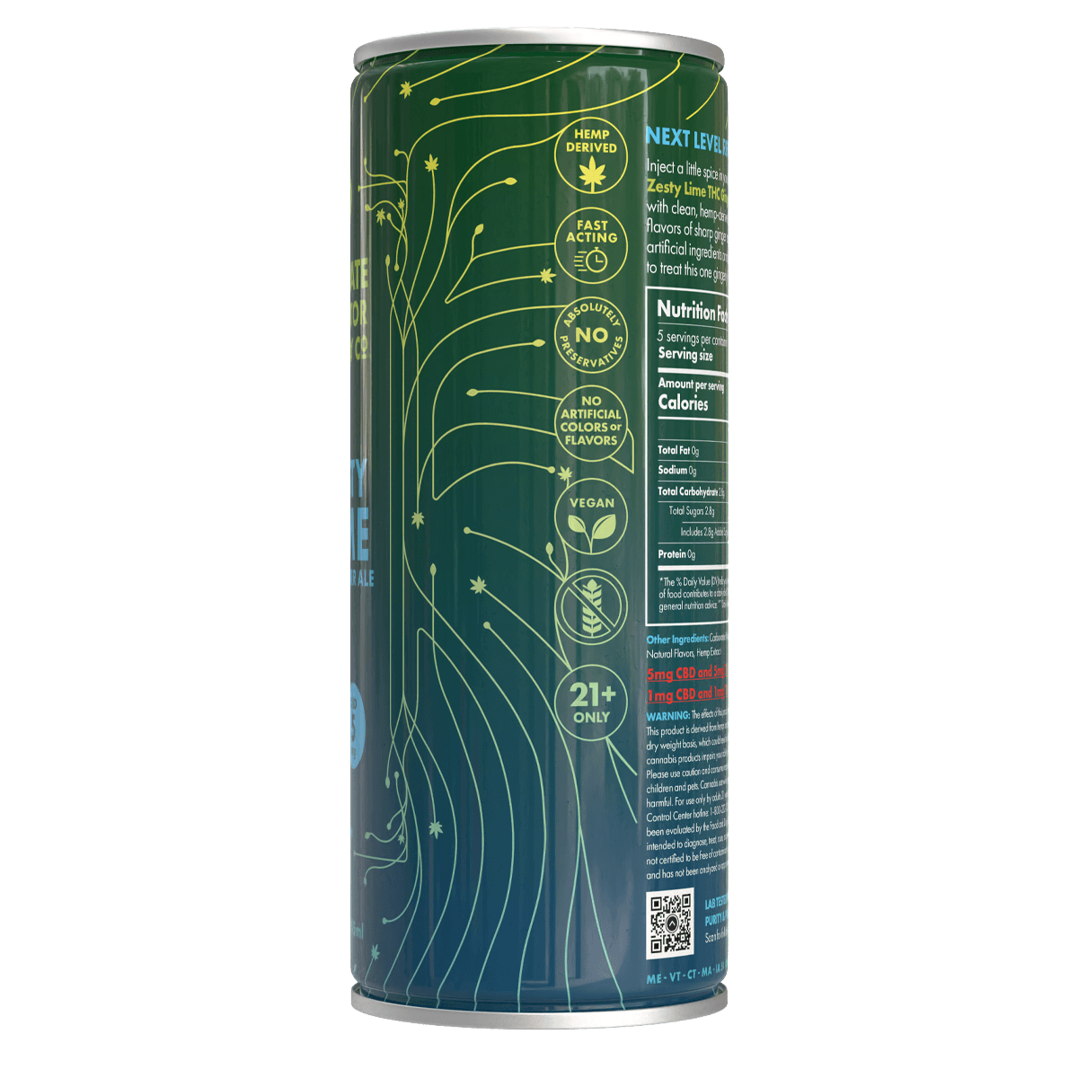 5mg THC Zesty Lime Ginger Ale - Upstate Elevator Supply Company