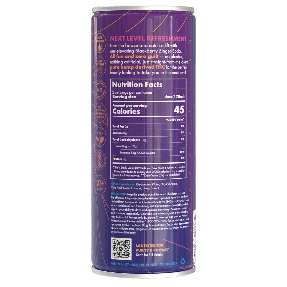 10mg THC Blackberry Zinger Soda - Upstate Elevator Supply Company