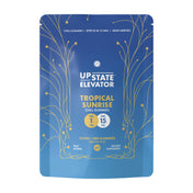 Upstate Elevator Tropical Sunrise chill gummies pouch with 1mg THC and 15mg CBD per gummy