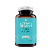 Upstate Elevator Deep Calm raspberry gummies bottle with 50mg CBD and 10mg CBN per serving