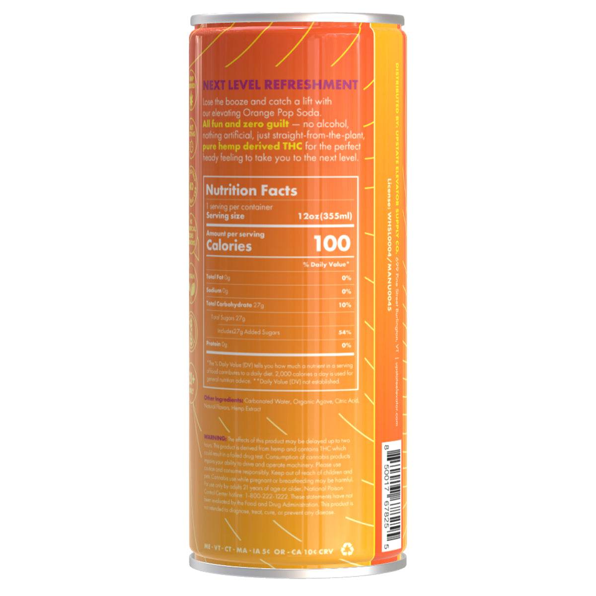 5mg THC Orange Pop Soda - Upstate Elevator Supply Company