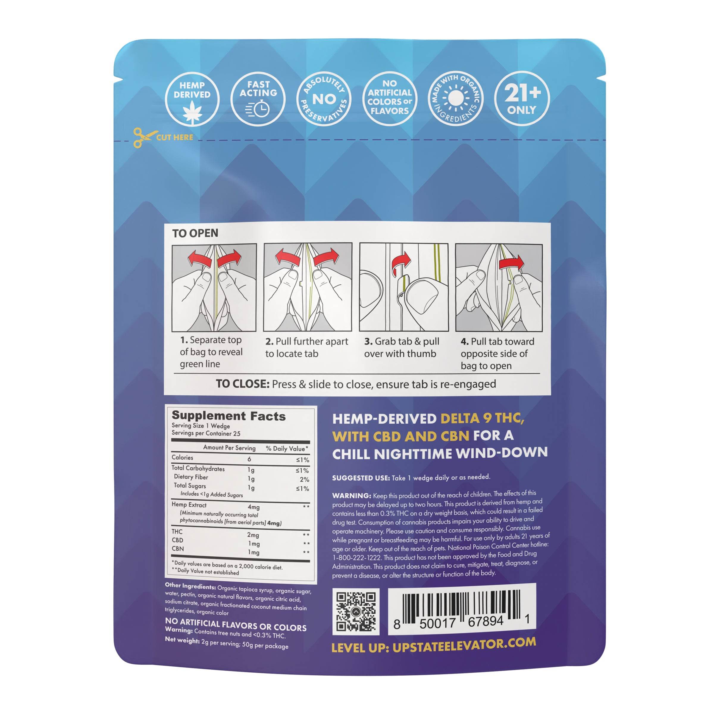 50mg THC + CBD + CBN Raspberry Gummies - Upstate Elevator Supply Company