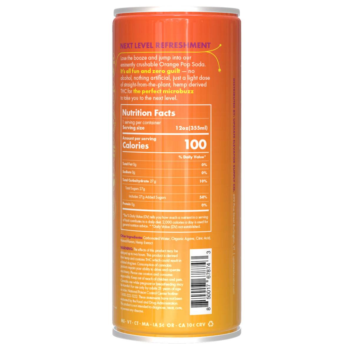 1mg THC Orange Pop Soda - Upstate Elevator Supply Company
