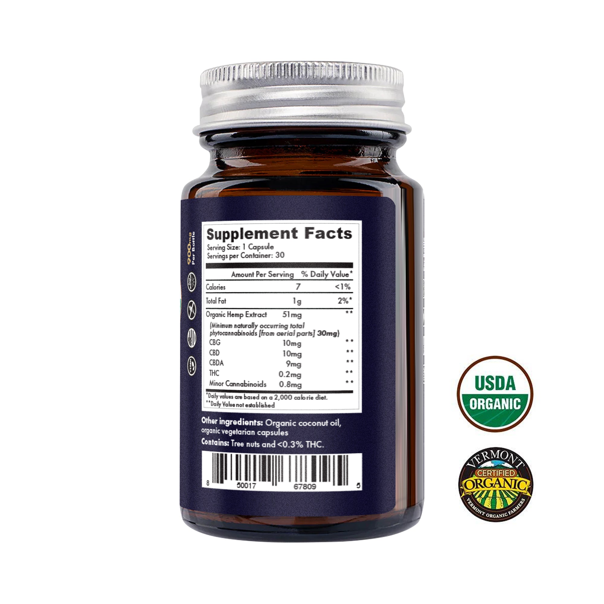 30mg Organic Full Spectrum CBG+CBD+CBDA Capsules – Upstate