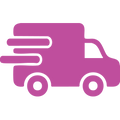Pink delivery truck icon representing Upstate Elevator’s Subscribe & Save shipping service
